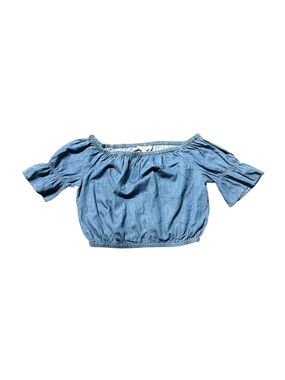 Love Tree Women’s Medium Chambray Off Shoulder Crop Top Blue